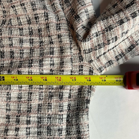 Max Studio Black White & Pink Plaid Tweed Blazer w/ Single Button Closure - Picture 8 of 10